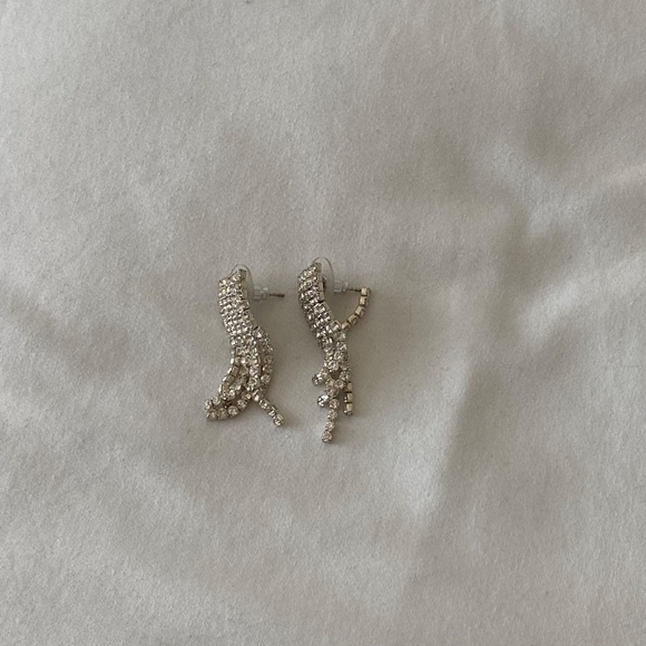 Silver Diamond Fringe Earrings - Picture 3 of 5